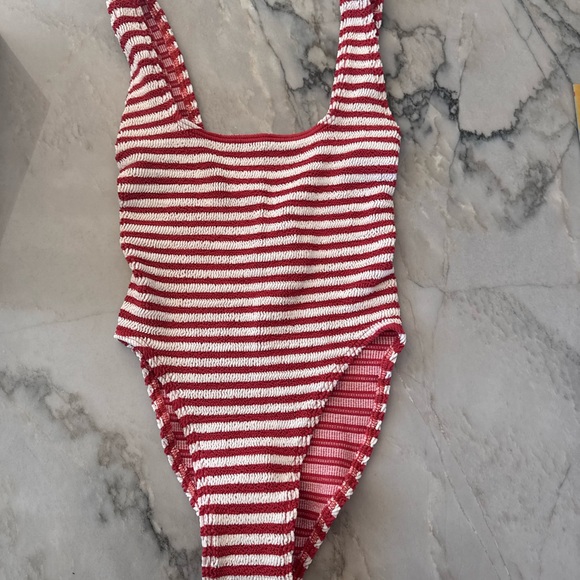 bond-eye Red and White Striped One Piece Swimsuit - Picture 1 of 1